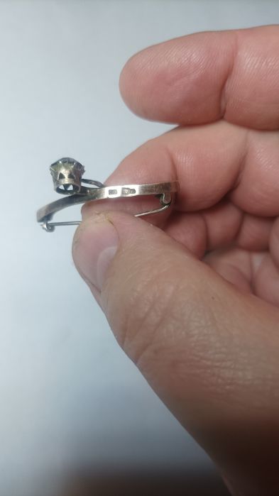 Брошь винтажная серебрянная 875 проба, позолота.
