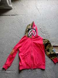 Bluza Bape Red Shark 1st Camo Green Half Full Zip L