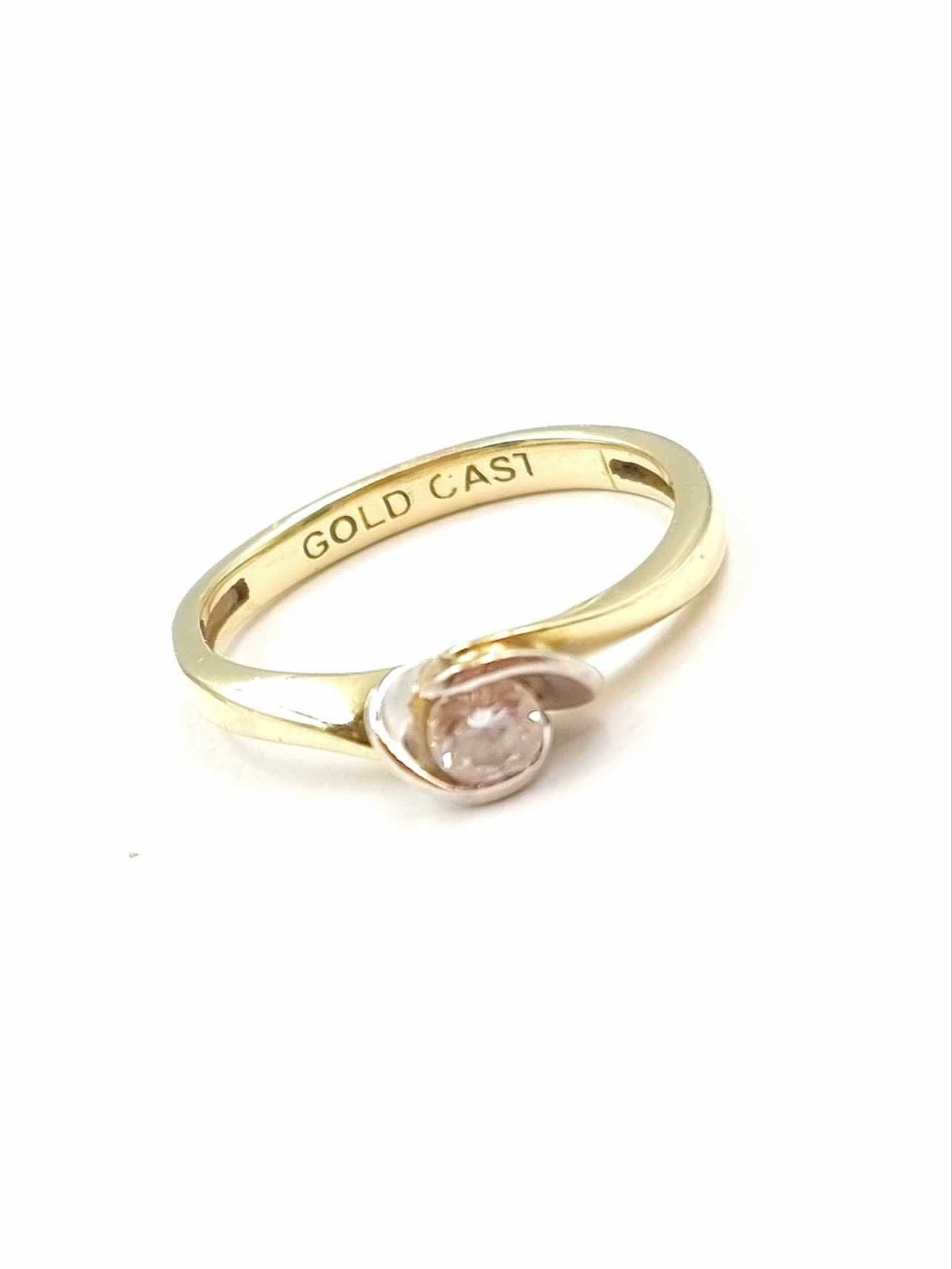 Złoty pierścionek 585 14K 2,40g r.11 róża białe złoto GOLD CAST