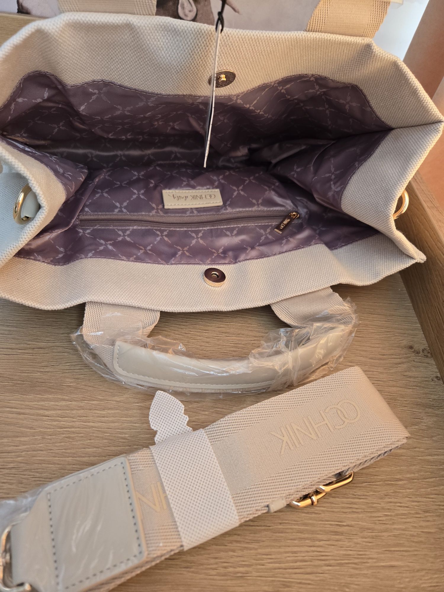 Torebka Ochnik shopper nowość beżowa