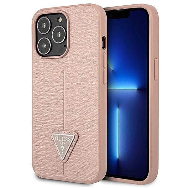 Etui Guess Saffiano Triangle Logo na iPhone 13 Pro / iPhone 13 - różow