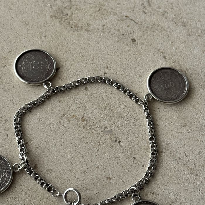 Pulseira em prata portuguesa com moedas