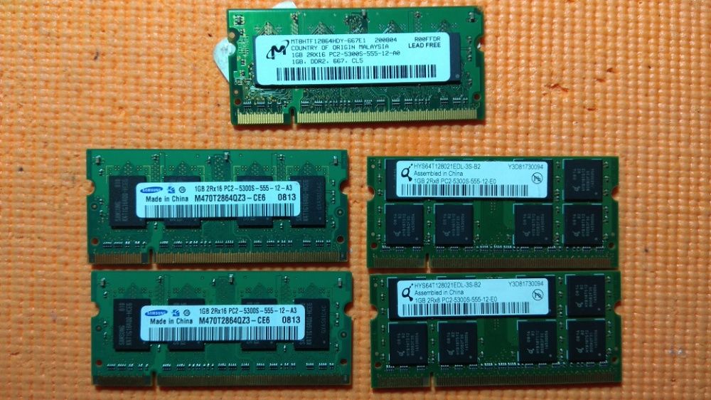 Memórias RAM 512MB, 1GB e 2GB