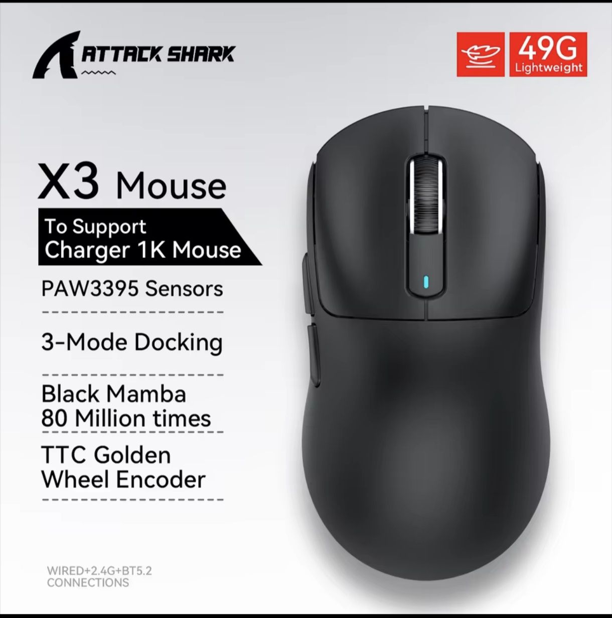 Attack Shark x6 x11 x2 pro x5 x3 миша ігрова RGB підсвітка безшумна