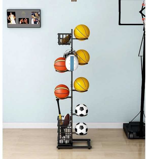Stojak na piłki na 7 sztuk z dwoma koszami