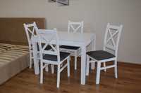 Krzesła stół zestaw krzyż krzyżak biały szara tapicerka grafit dostawa