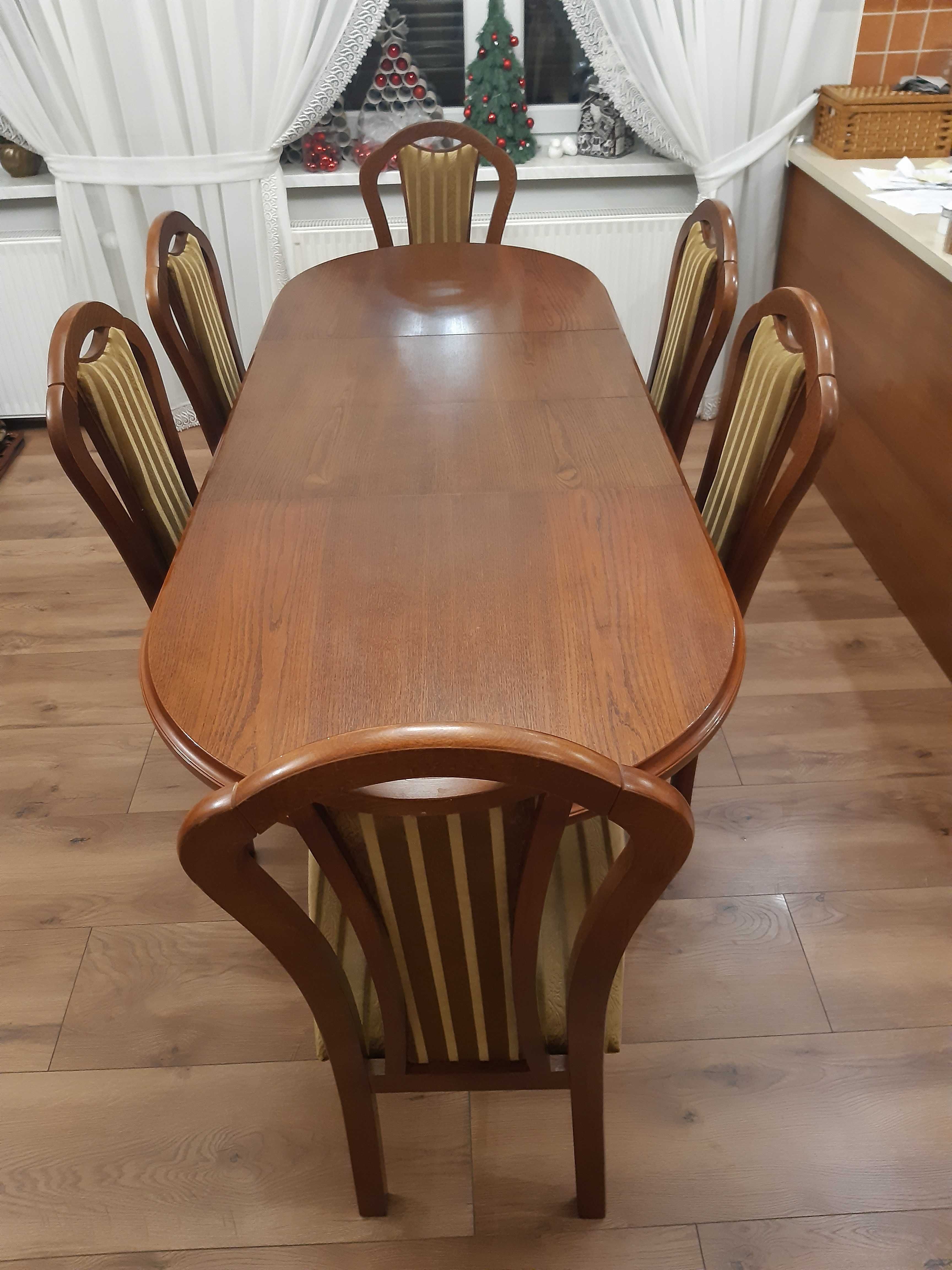 Stół drewniany 80x140/210 rozkładany z 6 krzesłami Ludwik
