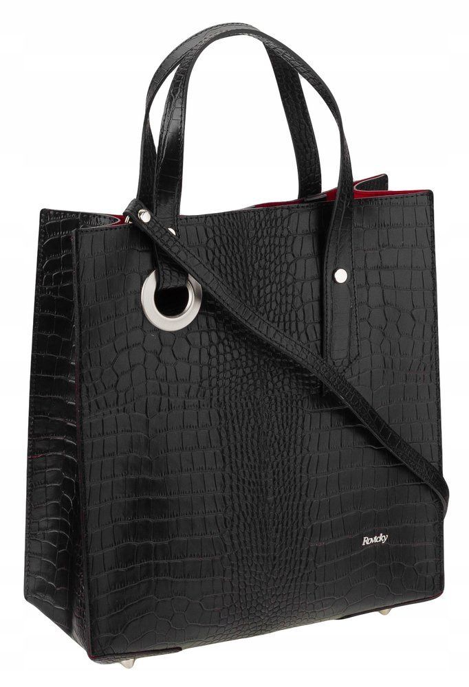 stylowy, prostokątny shopper damski ze skóry naturalnej - rovicky
