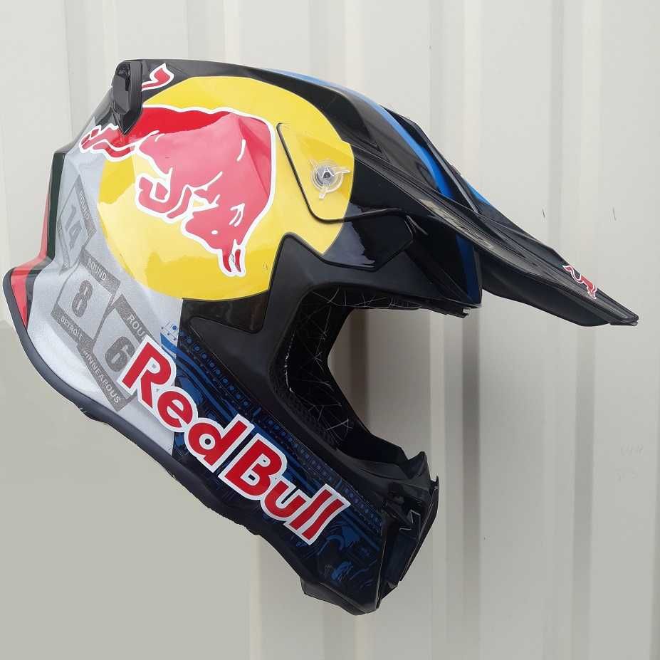 Мото шлем Эндуро Red Bull gloss с очками в комплекте