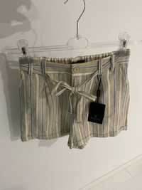 Lniane spodenki spodnie szorty krótkie spodenki XS lato Massimo Dutti