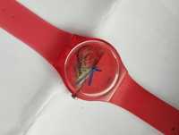 Swatch zegarek czerwony przeźroczysta koperta