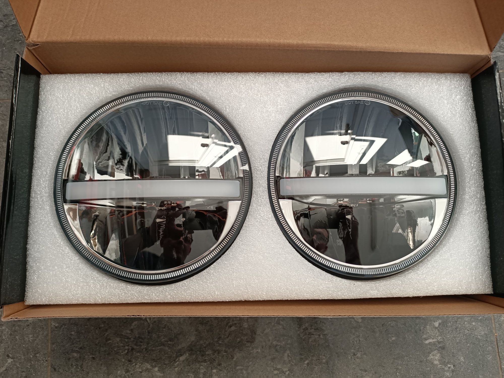 Lampy reflektory LED przód 7 cali Jeep Wrangler JK JL TJ