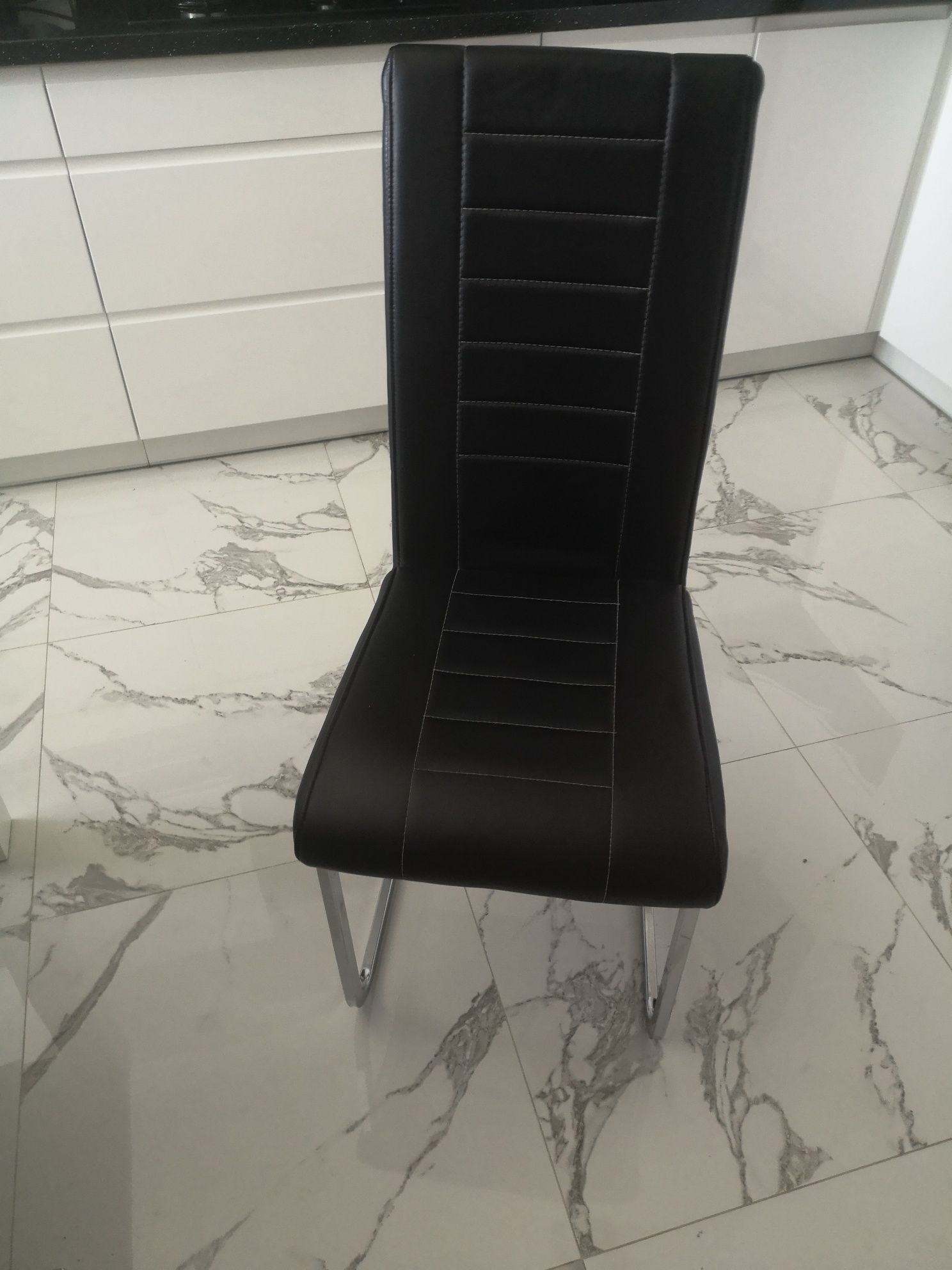 Krzesła skóra chrom eleganckie nowoczesne 4 szt.