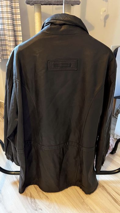 Męska nowa czarno brązowa kurtka skórzana włoska L Vera Pelle