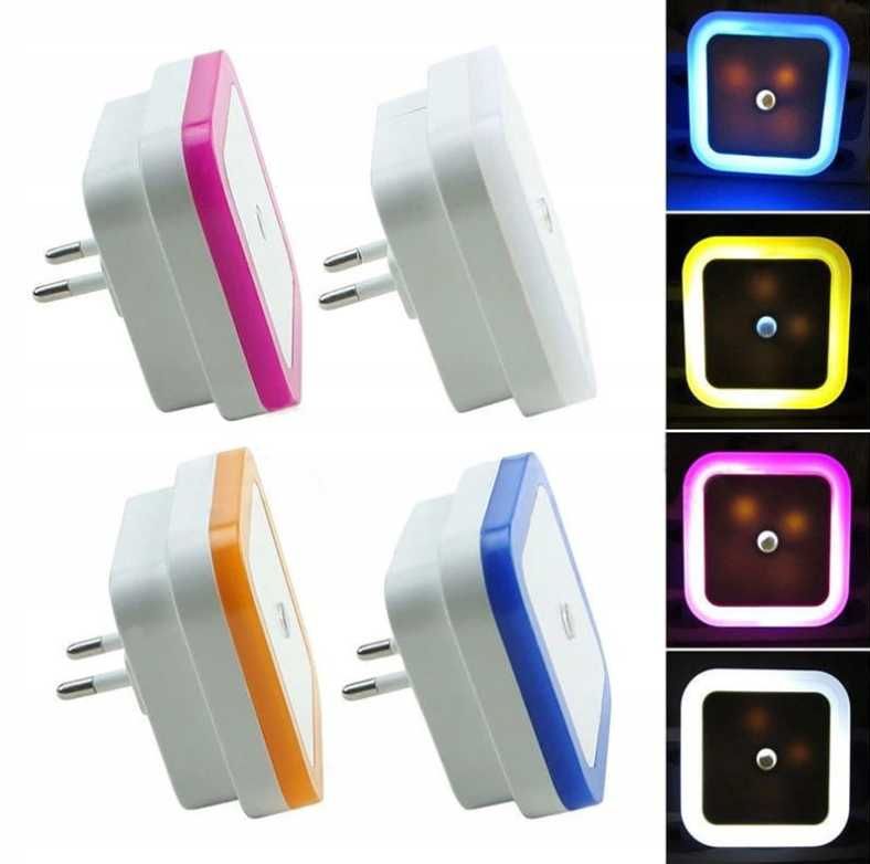Lampka LED nocna do kontaktu czujnik zmierzchu ruchu biała