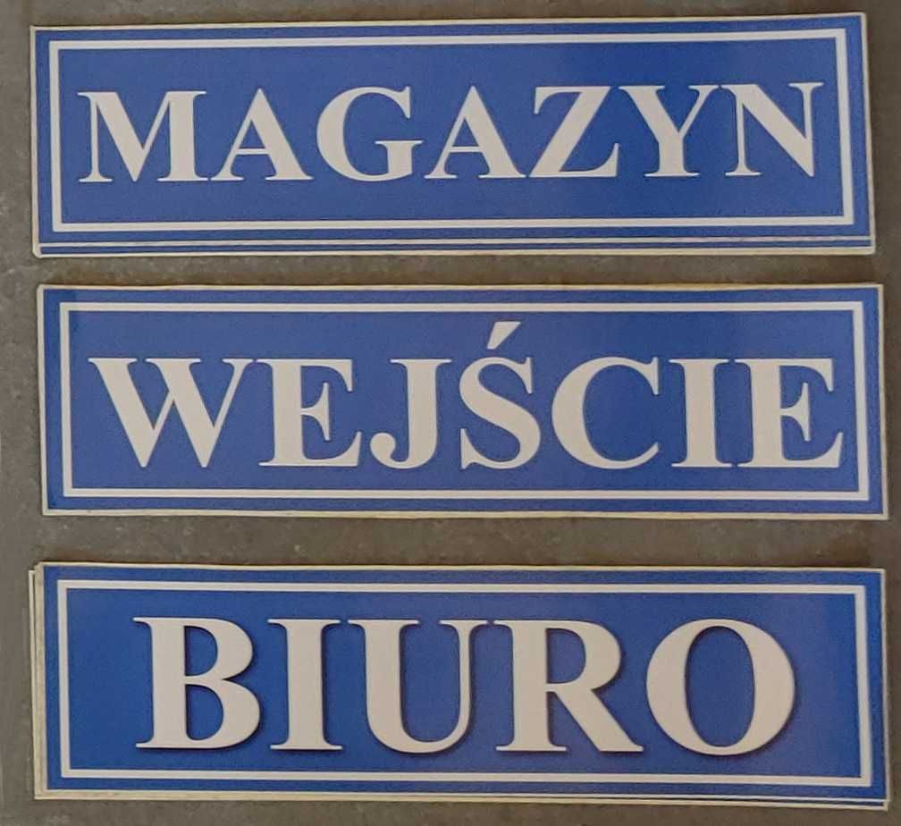 Naklejka tabliczka informacyjna Magazyn Wejście Biuro WC