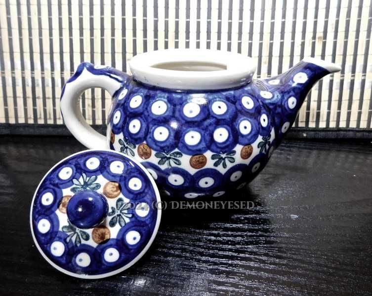 Czajnik imbryk Bolesławiec kropki dekor 41 ręcznie malowany bdb Krk