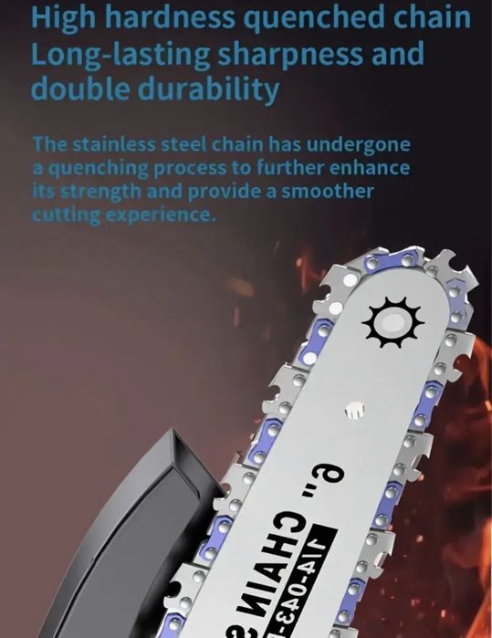 Mini piła łancuchowa 230V + 2 baterie + 2 łańcuchy + akcesoria