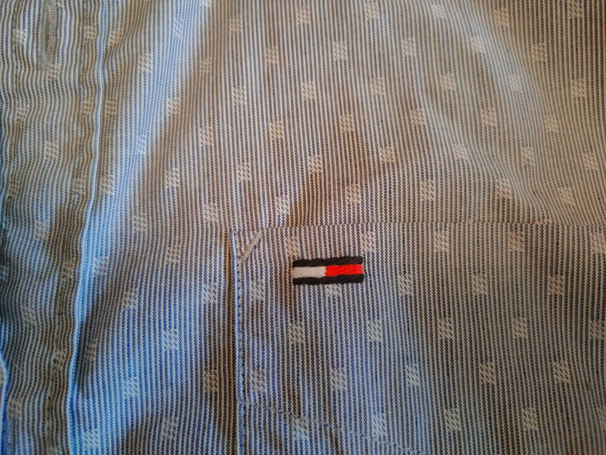 Męska koszula, niebieska Tommy Hilfiger, Oryginalna, casual