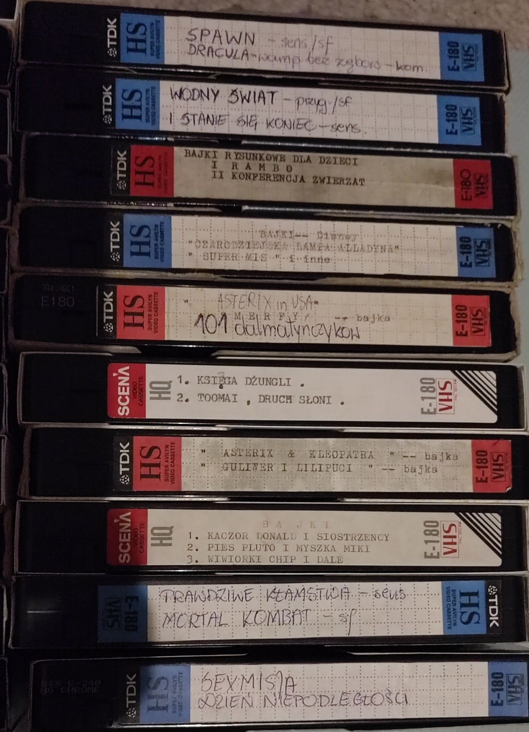 Zestaw 59 kaset VHS, filmy, bajki