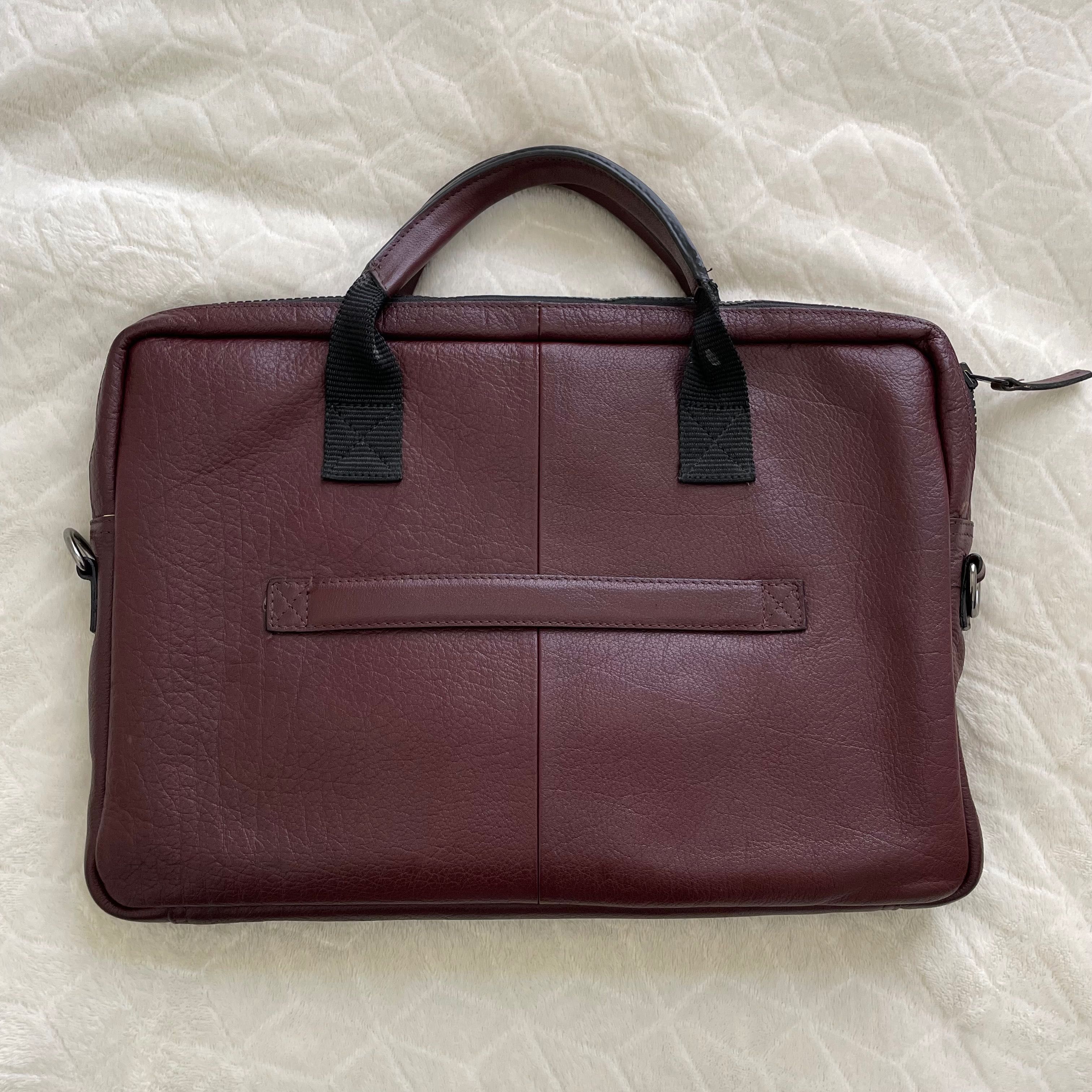 Męska aktówka , torba na laptopa, skórzana - bordowa - Nordic Still