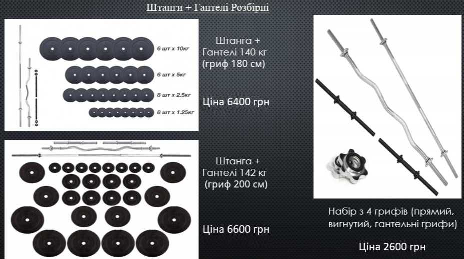 Штанга разборная наборная + Гантели наборные комплект 70 кг гантелі