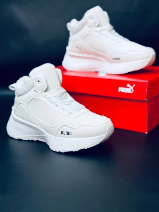 Женские кроссовки Puma Белые кожаные кроссовки Пума зимові кросівки