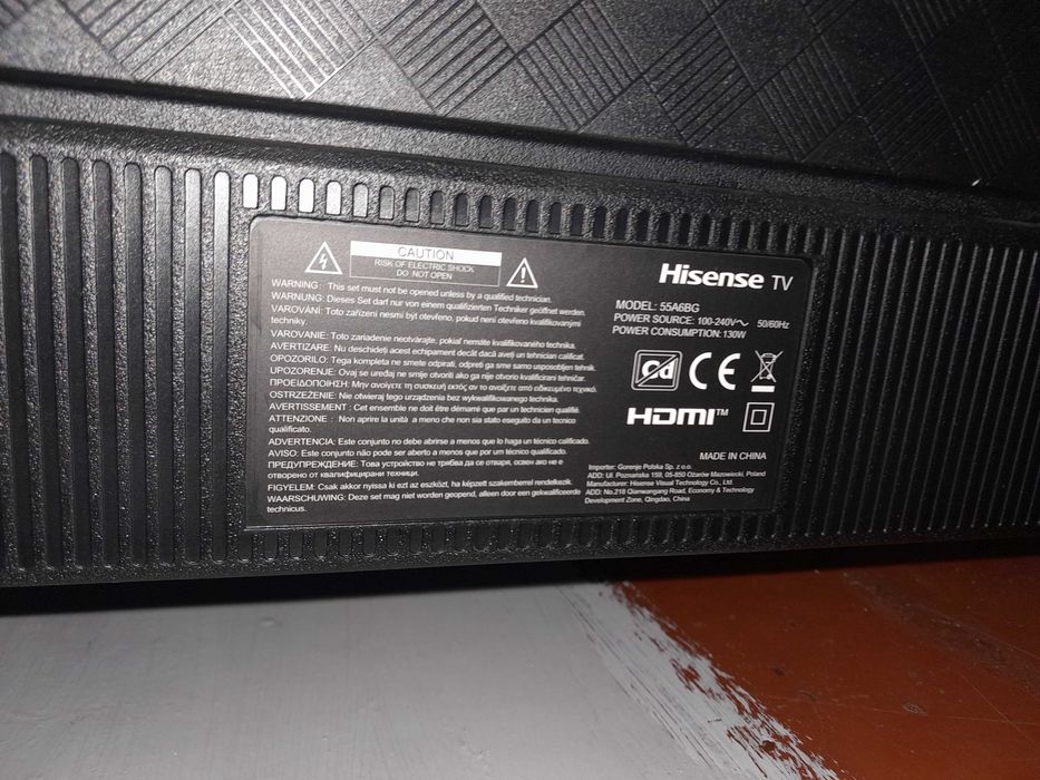 Telewizor Hisense55A6BG - 55 cali - uszkodzona matryca