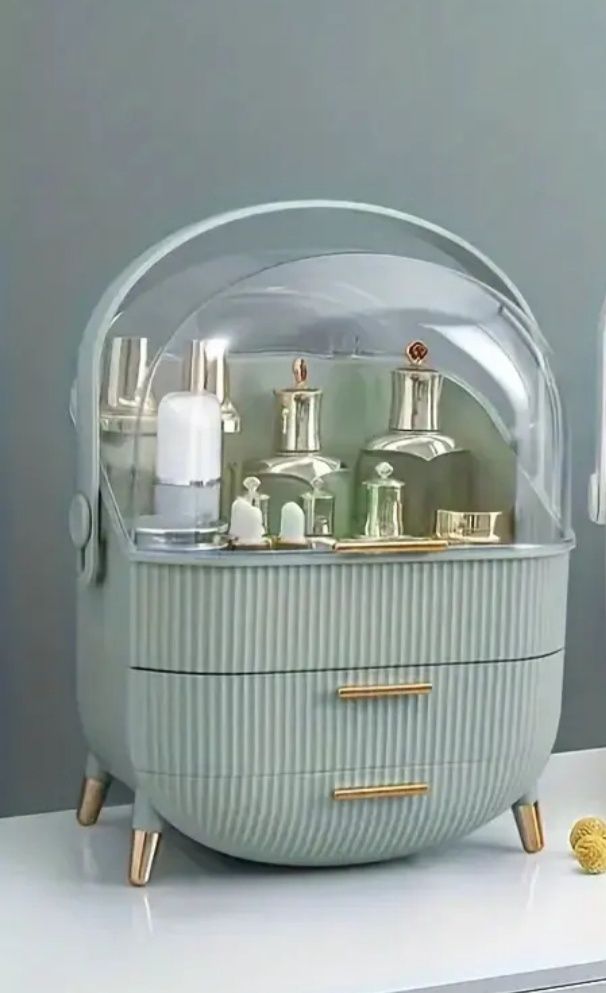 Pojemnik na biżuterię kosmetyki retro otwierany z szufladami