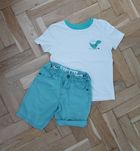 Zestaw shorty krótkie spodenki + t-shirt koszulka bluzka 104 110