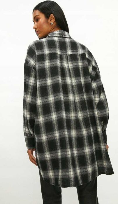Flanelowa koszula w kratę Coast oversize z ozdobnym kołnierzykiem XXL