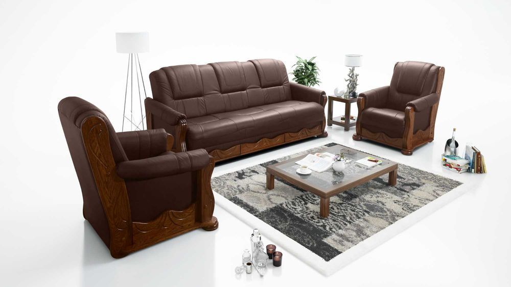 Zestaw ze skóry 311 stylowy KOMFORT skóra naturalna dąb PRODUCENT