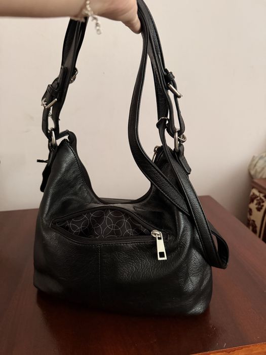 Сумка чорна шкіряна