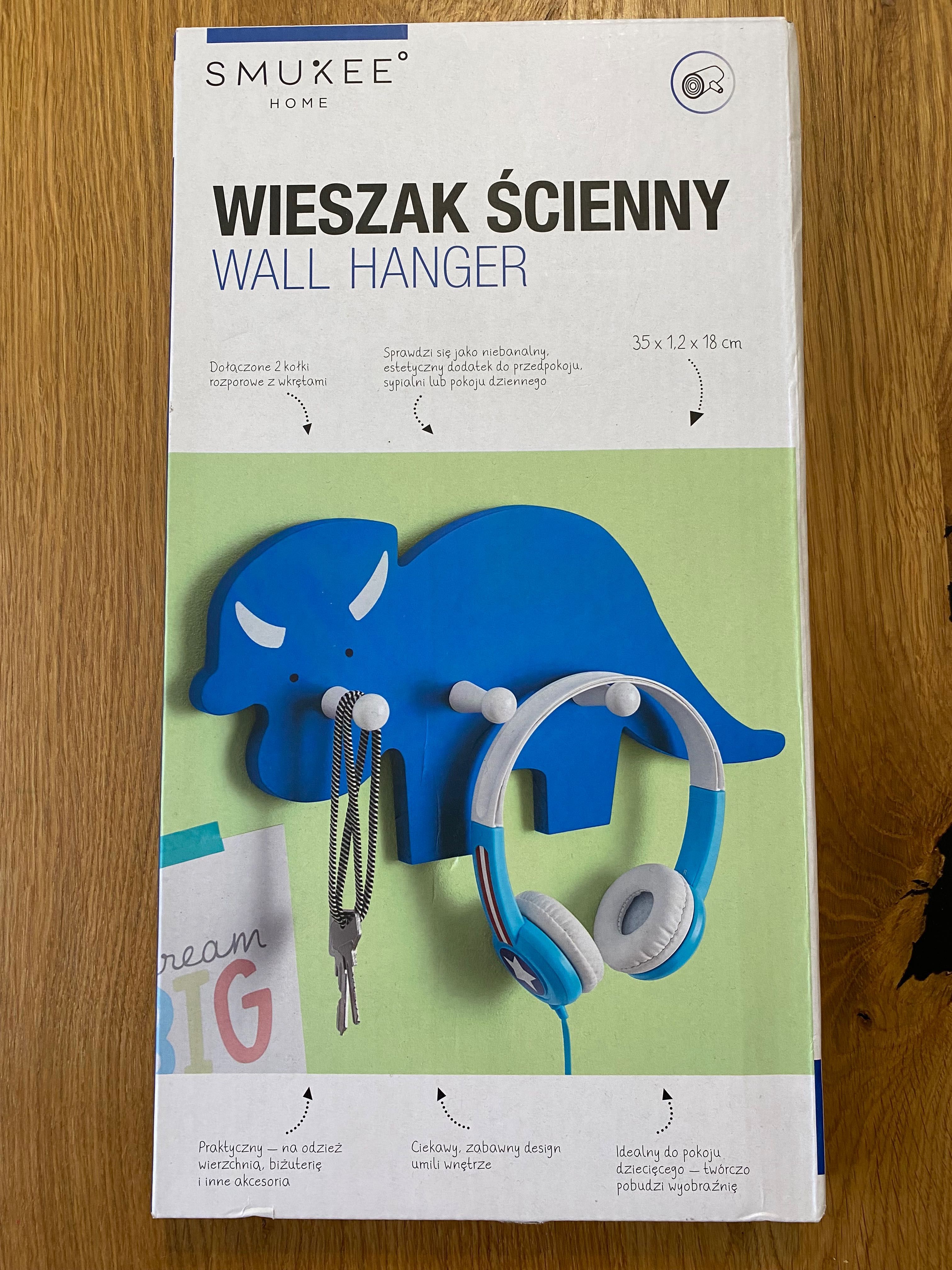 Wieszak ścienny dla dzieci Dinozaur