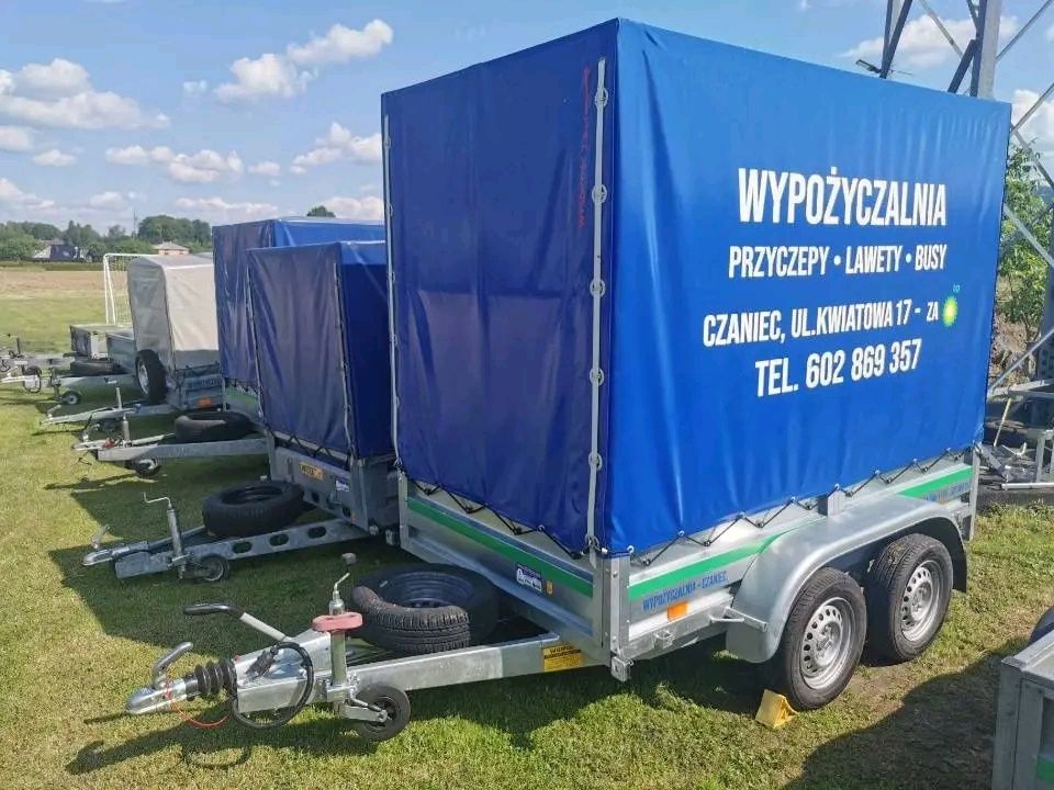 Wypożyczalnia Przyczep lawety pod koparkę na motor wynajem lekka 750kg
