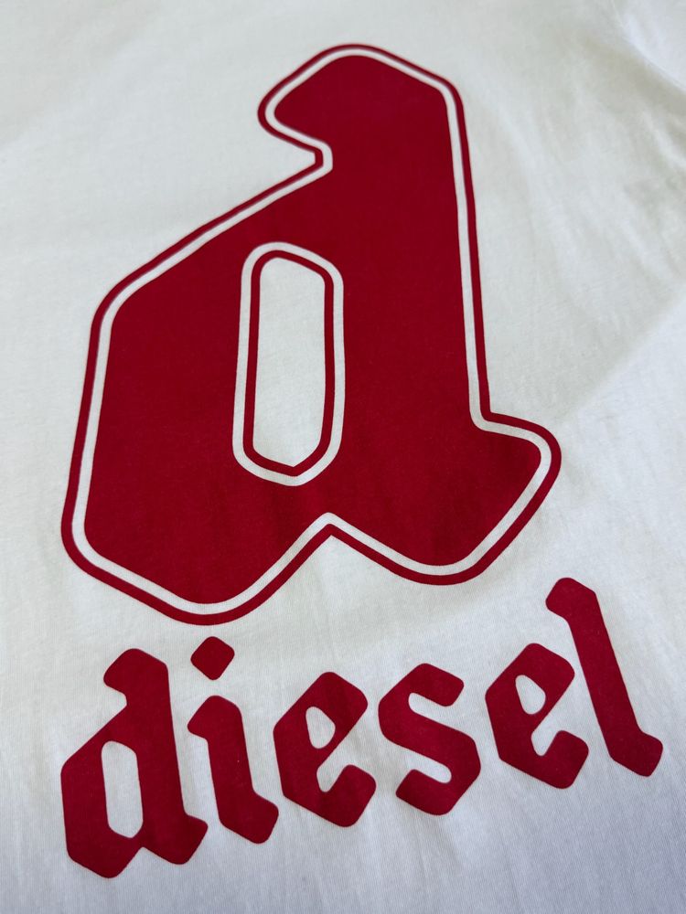 Футболка чоловіча біла преміальна Diesel big logo оригінал