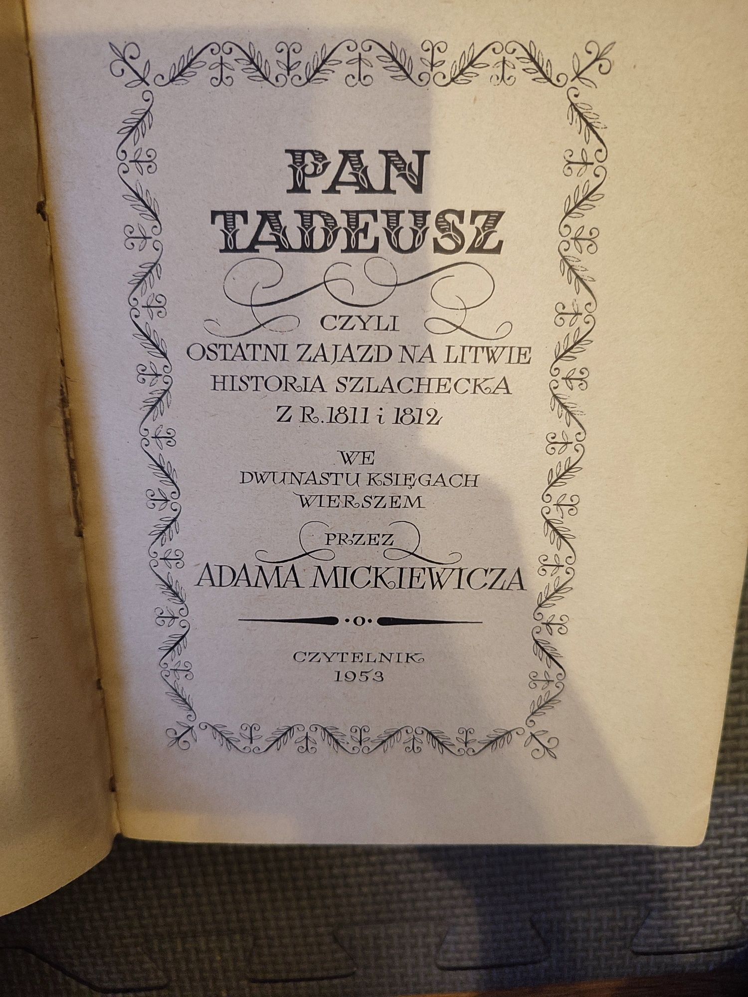 Książka Pan Tadeusz 1953 Mickiewicz