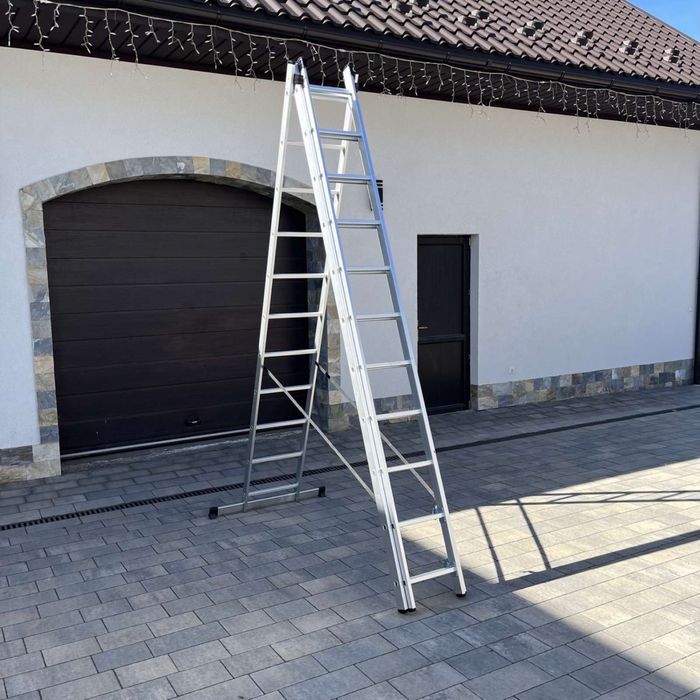 Драбина 3-9.10.11.12 сх Лестница алюмінієва 3-х секційна драбина