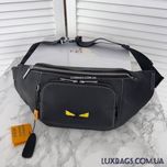 Мужская кожаная нагрудная сумка бананка Fendi