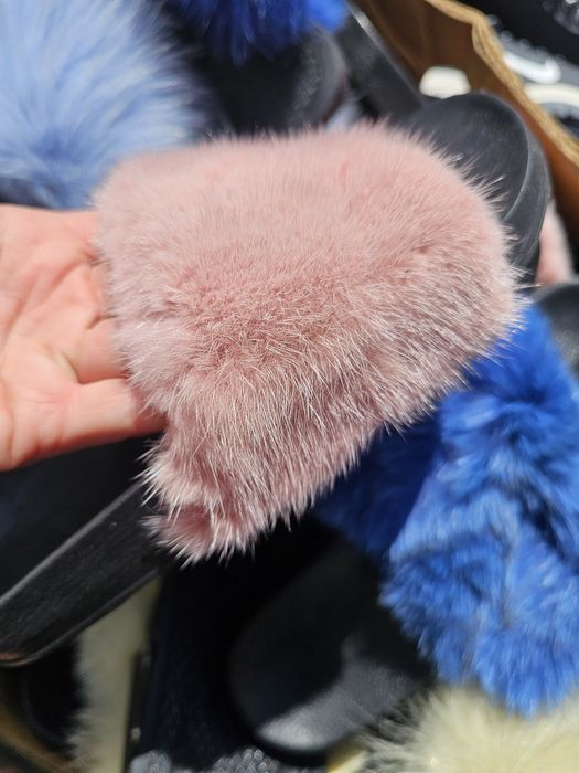 Wyprzedaz z 320zl Klapki futro naturalne jenot norka