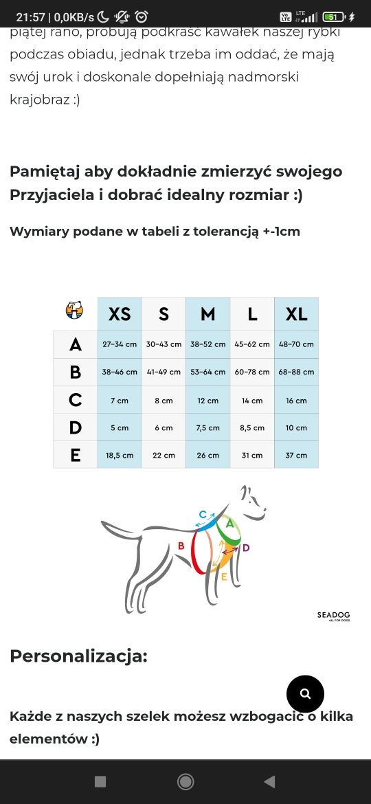 Szelki S - pies/kot Seadog NOWE