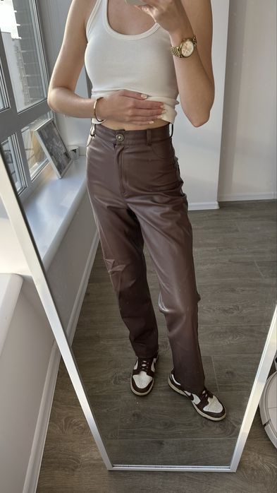 Коричневі шкіряні штани від 19 \ nineteen store