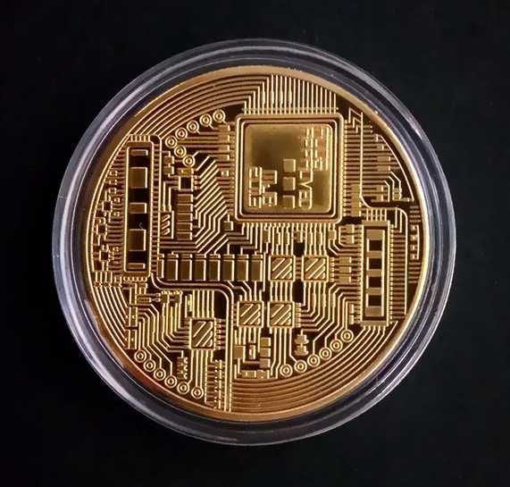 Bitcoin moneta pozłacana , moneta kolekcjonerska