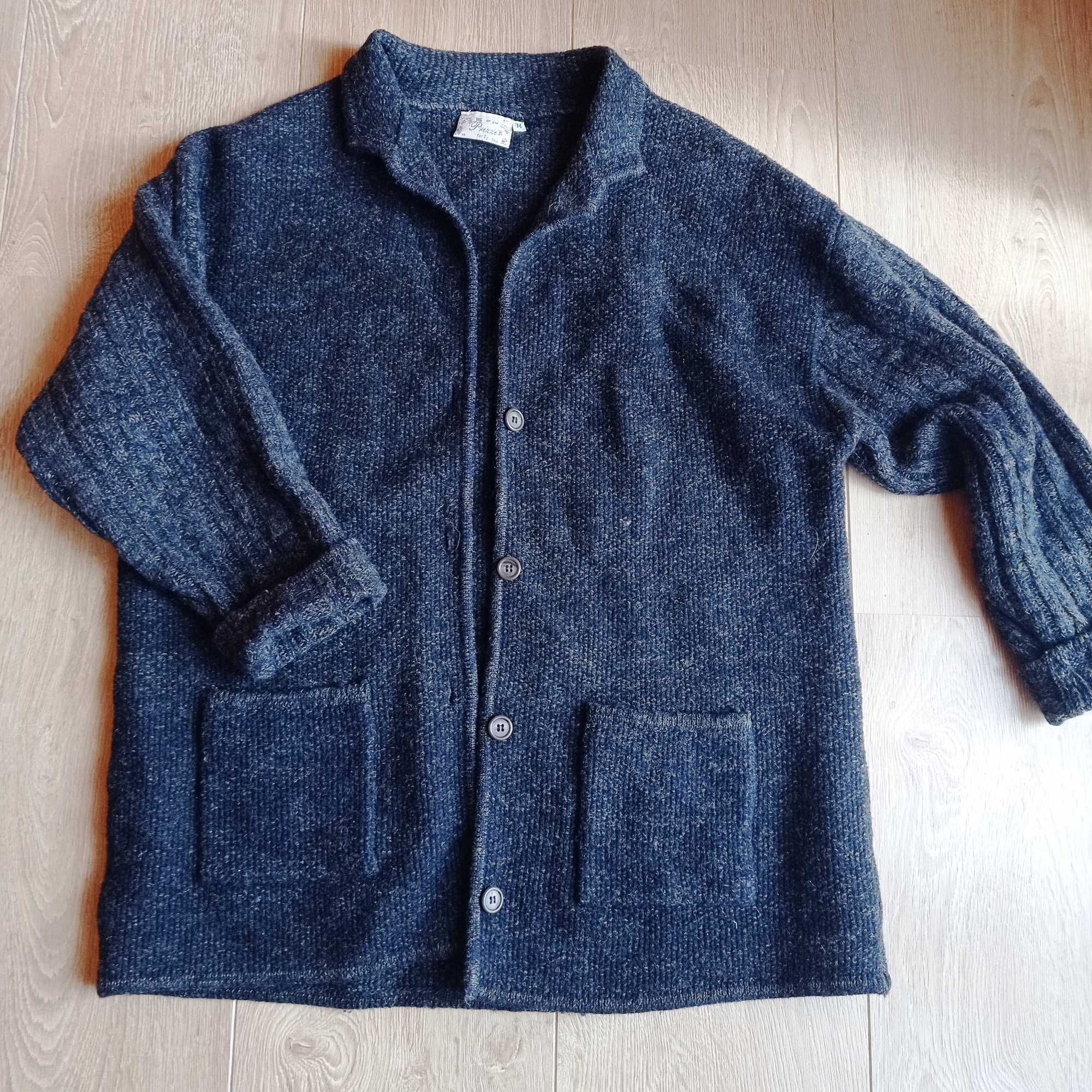 Prizzi for Zij Oversize szary kardigan sweter 100% wełna rozm M
