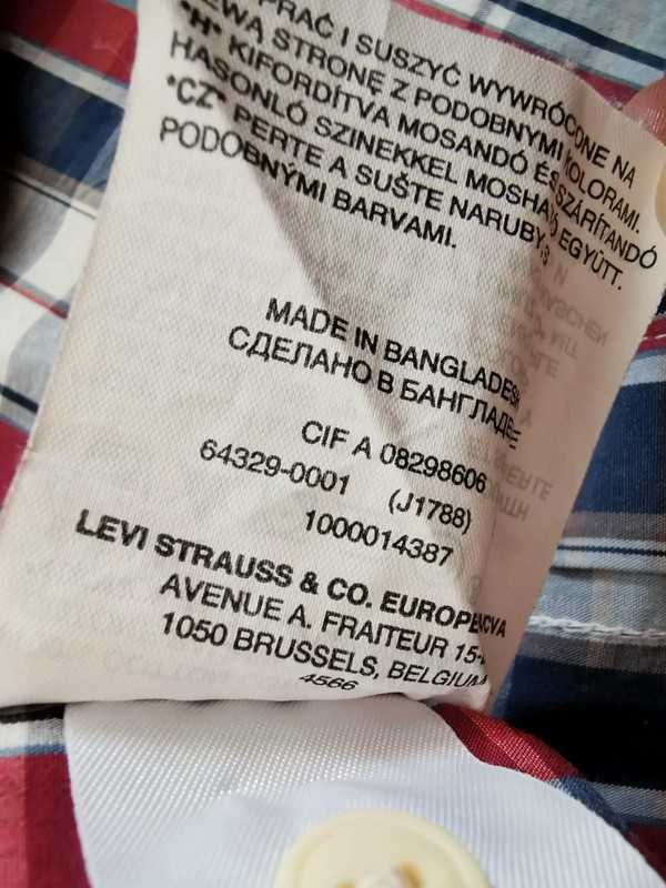 Koszula w kratkę krótki rękaw Levi's strauss rozmiar S slim fit