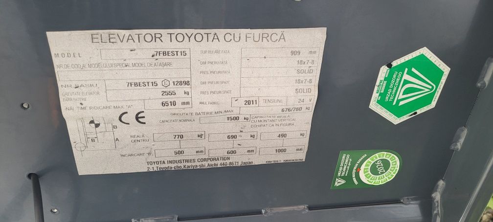 Wózek widłowy elektryczny Toyota 7fbest