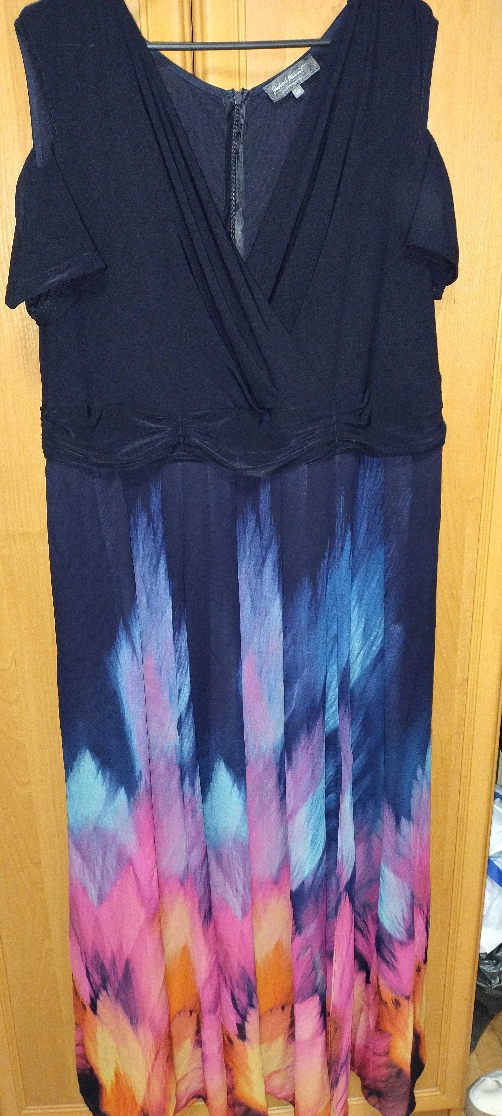 Granatowa, piękna, elegancka sukienka rozmiar 48