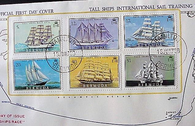 Bermuda 1976 Tall Ships stamps FDC – znaczki koperta FDC Bermudy