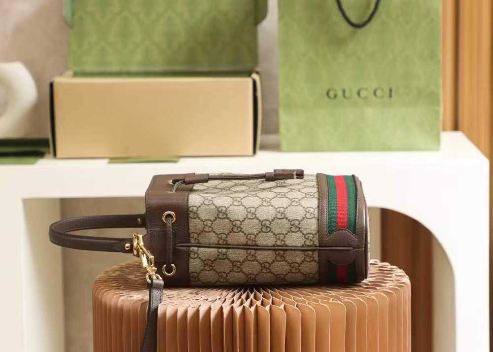 Gucci Ophidia Bucket BagGG Supreme Mini Beige/Ebony