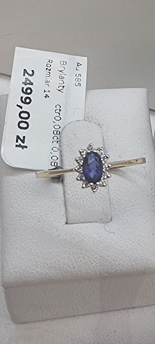 Pierscionek z diamentami p.585 0,08ct